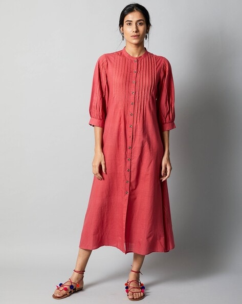 Mandarin collar shirt dress on sale