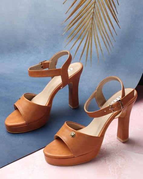 Buy Gold Heeled Sandals for Women by SHEZONE Online | Ajio.com