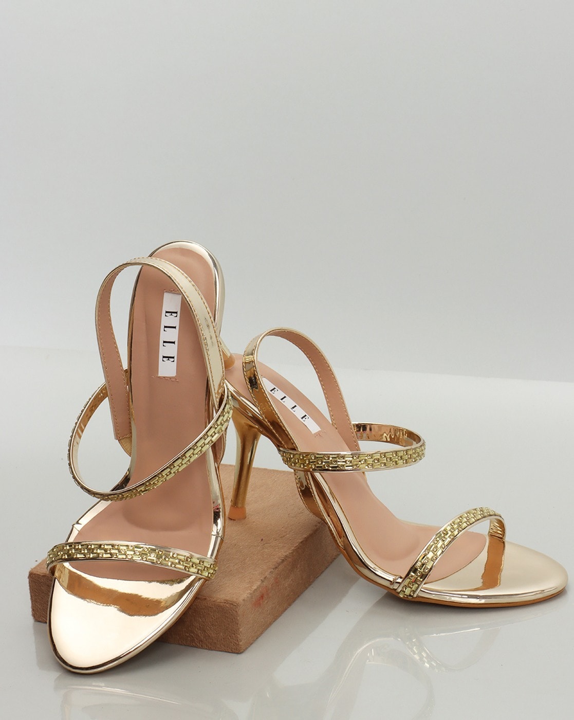 Gold strappy sandals block heel new arrivals