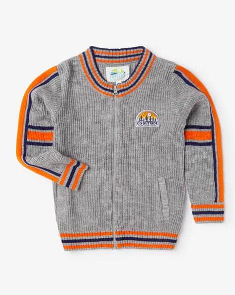 Zip-Front Pullover with Contrast Tipping