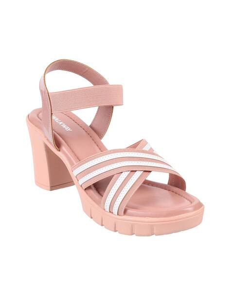 Buy Peach Heeled Sandals for Women by Walkway Online