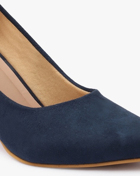 Blue suede best sale block heel pumps