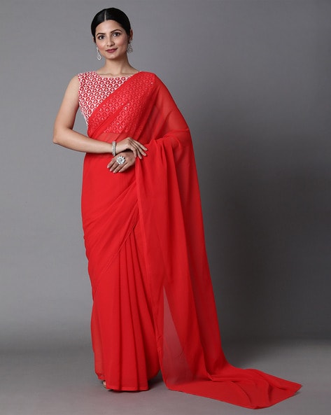 Buy Red Organza Embroidery Round Floral Saree With Blouse For Women by Dev  R Nil Online at Aza Fashions.