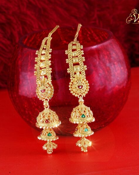 Buy Indian Bollywood Gold Plated With Pearl Light Sahara Kaan Chain For  Heavy earrings Jewelry at Amazon.in