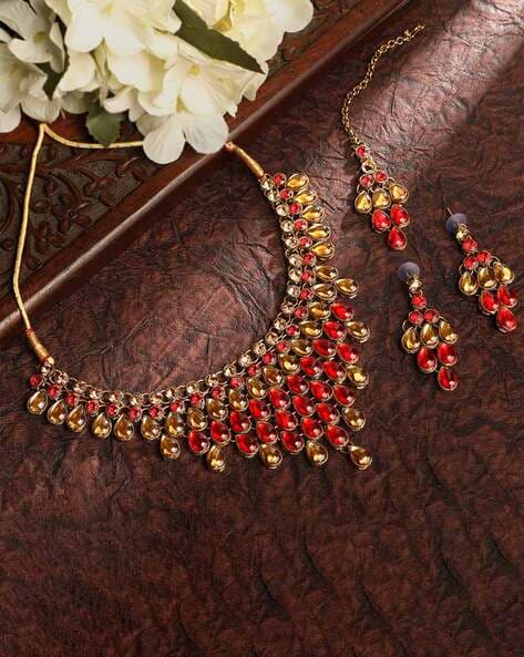 Red necklaces sale and earrings