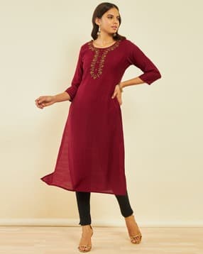 soch Embellished Kurta with Round Neck-picture-49