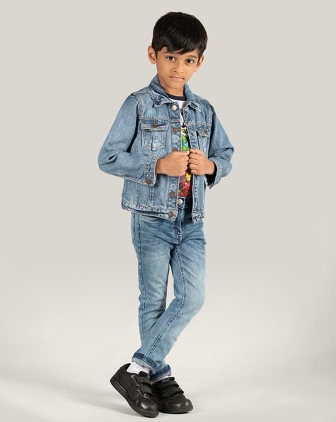 Amazon.com: Kids Boys Jacket Fleece Sleeves & Hooded - Boys Denim Jacket  JK15 Jet Black._5-6: Clothing, Shoes & Jewelry