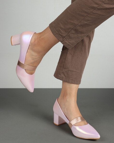 Pink block heel pumps hot sale