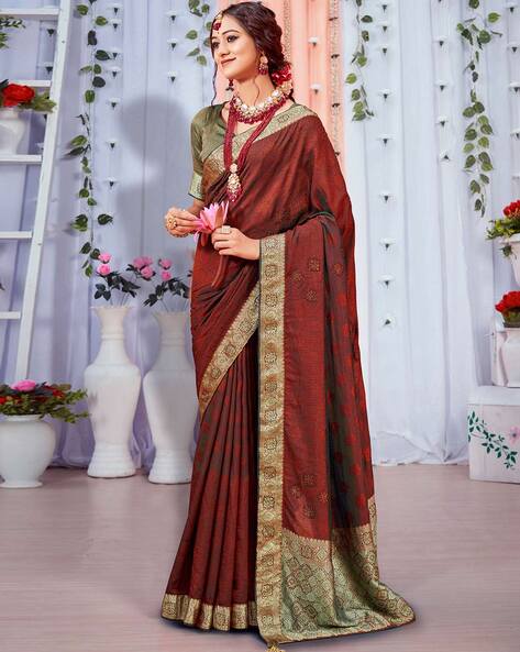 CM - Maroon color woven silk Saree - New In - Indian