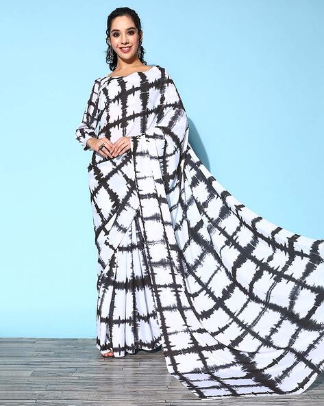 Black & White Handwoven Checkered Saree Design by Peeli Kothi at Pernia's  Pop Up Shop 2024