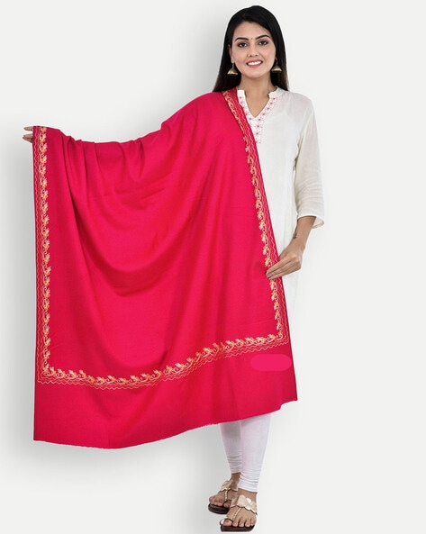 Embroidered Shawl with Frayed Hem Price in India