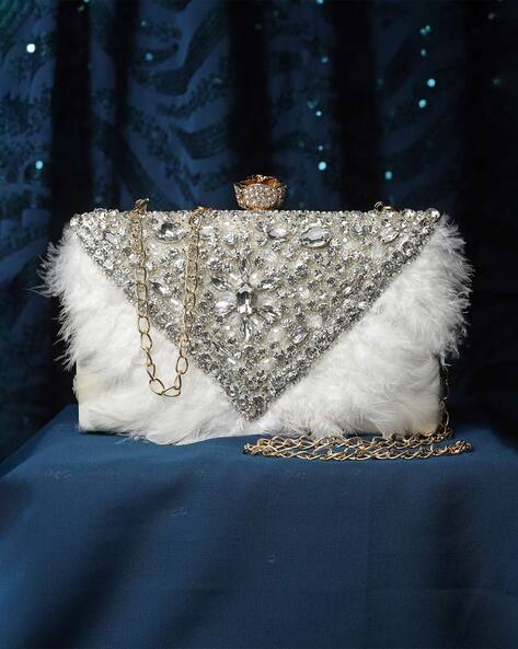 SWISNI Embroidery Dull White Clutch Women Wedding Handmade Evening Handbags  Party Bridal Clutch Gift : Amazon.in: Fashion