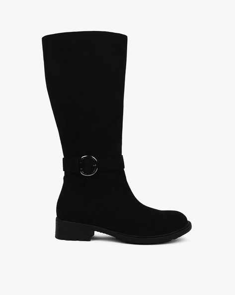 Black mid calf boots hotsell with buckles