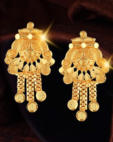 Polki LCD Champagne Chandbali Earrings with Pearl – Jumbora