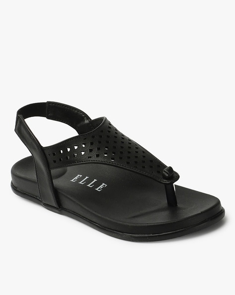 Buy Black Flat Sandals for Women by ELLE Online Ajio