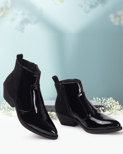 Black zip boots womens online