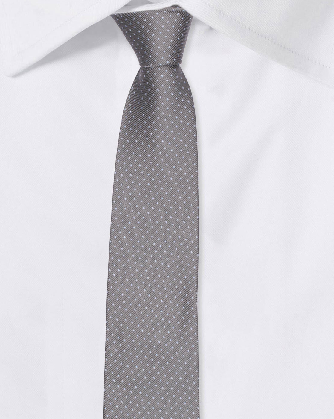 THE TIE HUB Polka-Dot Silk Tie For Men (Grey, OS)