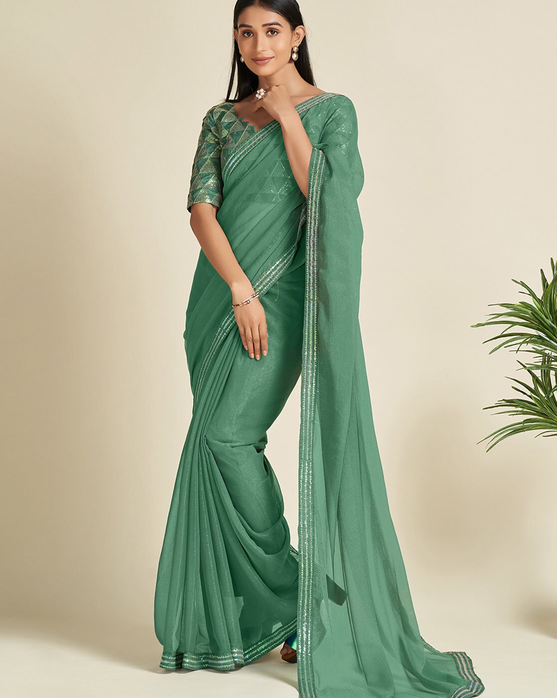 Sea Green Saree - Buy Sea Green Saree online in India