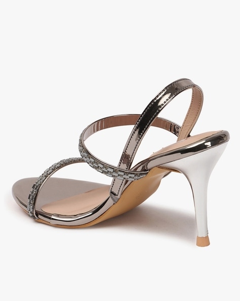 Quiz Satin Mesh Front Heeled Sandals | very.co.uk