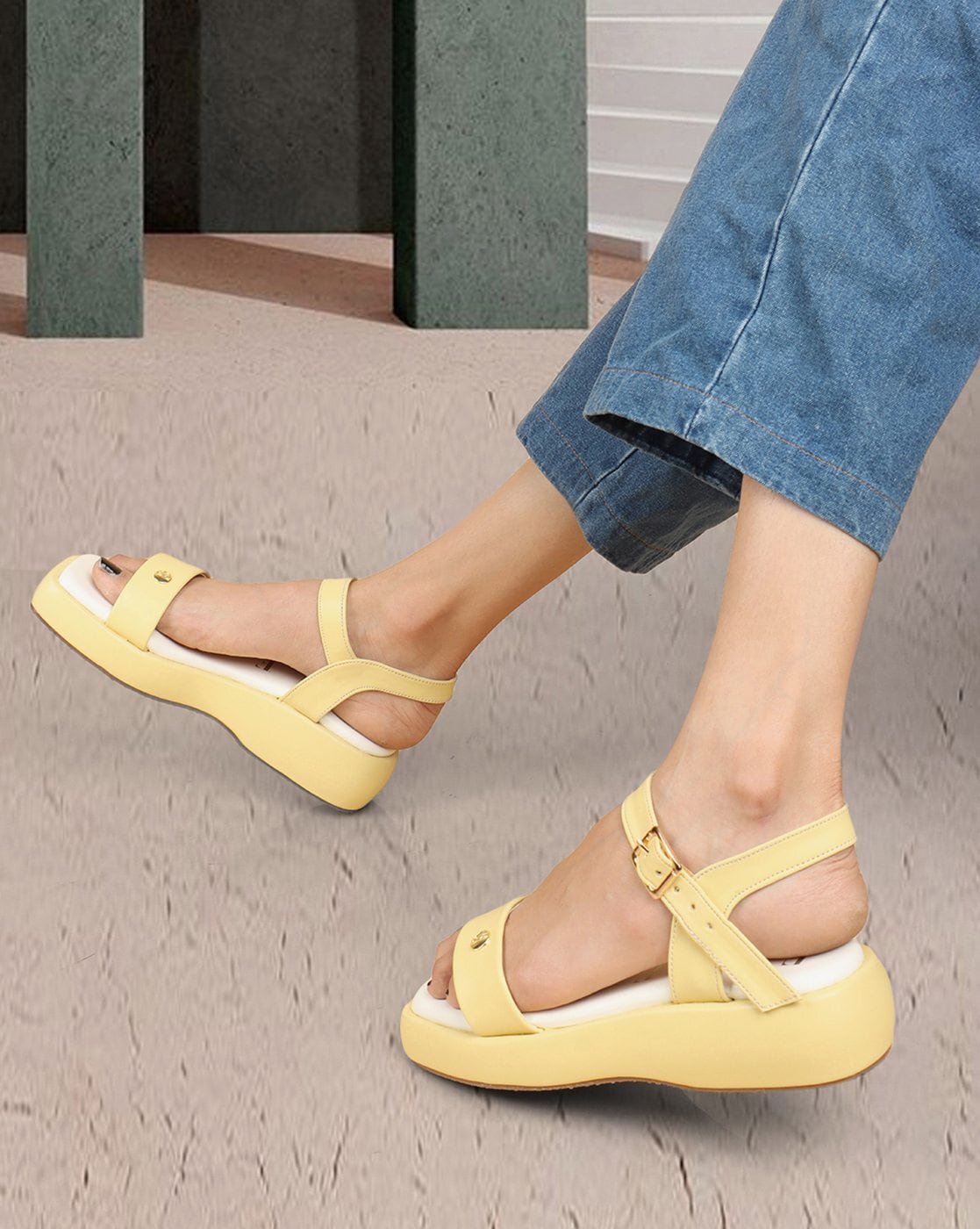 Buy Yellow Heeled Sandals for Women by ELLE Online Ajio