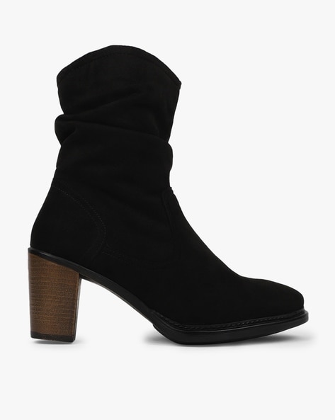 Platform Knee-High Faux Suede Boots | Black heel boots, Faux suede boots, Shoe  boots