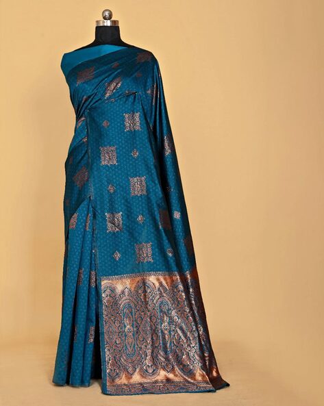 Buy Teal Sarees for Women by Indie Picks Online