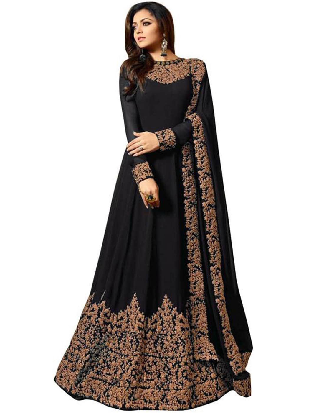 Buy Black Anarkali Suit In Silk With Batik Print All Over And Zardosi  Embroidery On The Yoke Online - Kalki Fashion
