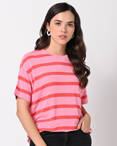 Striped Relaxed Fit Crew-Neck Top