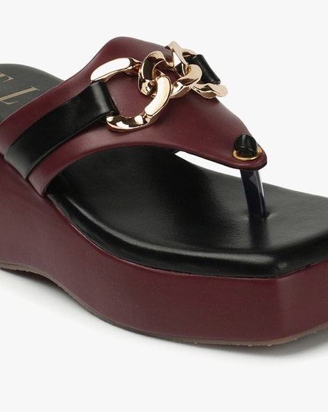 Buy Maroon Heeled Sandals for Women by ELLE Online Ajio