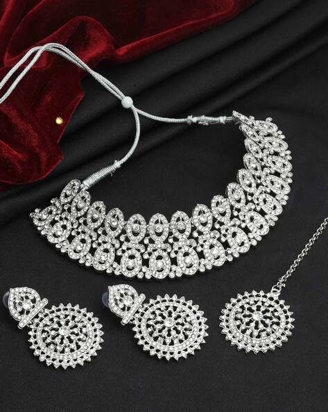 Wedding Silver Plated Bridal Artificial Necklace Set at Rs 15990/piece in  Bengaluru