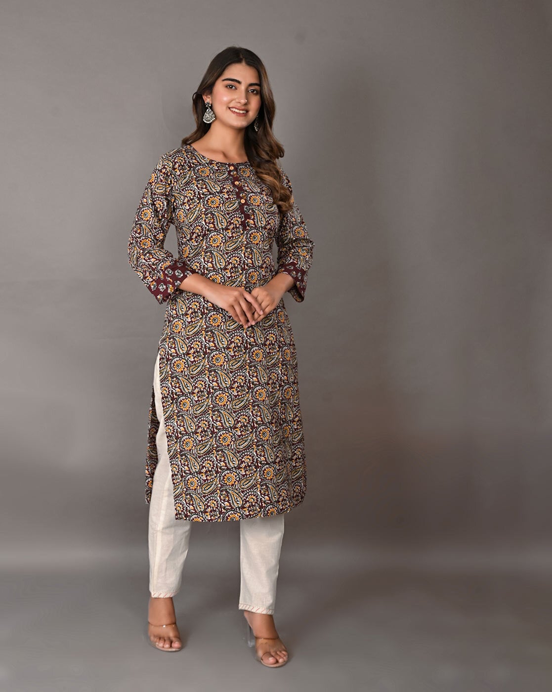Chocolate Brown Embroidered Kurta Set Design by Charkhee at Pernia's Pop Up  Shop 2024