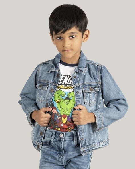 Buy SCOFEEL Toddler & Kids Boys Basic Ripped Denim Jacket Button Down Jeans  Jacket Top at Amazon.in