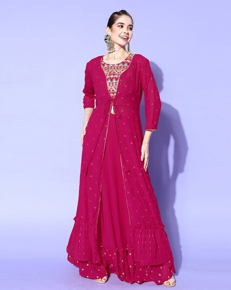 Designer Pink Net 3 pc Shrug Embroidered Lehenga Choli SC2119 – Ethnic's By  Anvi Creations