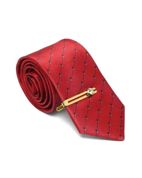 Striped Tie with Pocket Square Tie Pin
