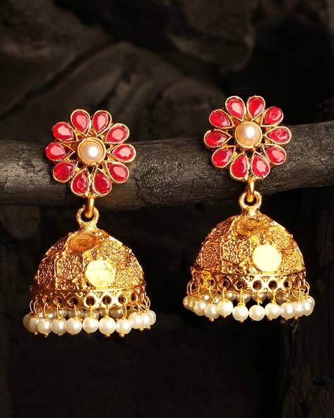 From Our Collection Gold Plated Kundan Jhumka Earrings