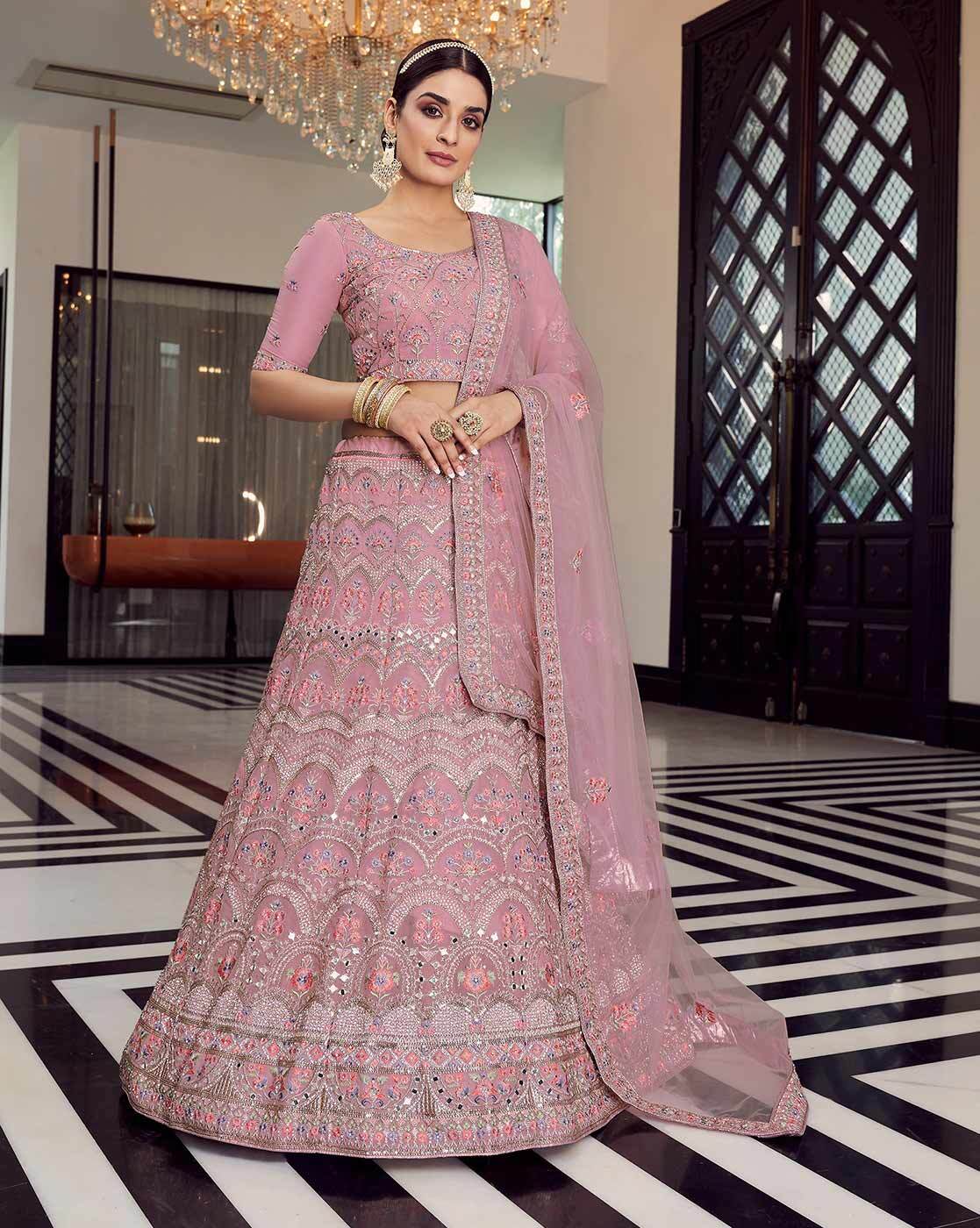 Pink Embroidered Designer Lehenga Choli