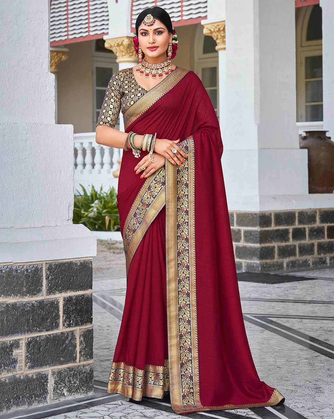 Buy SareeOpera Applique, Embellished, Embroidered, Floral Print,  Solid/Plain, Striped, Temple Border Bollywood Pure Silk, Silk Blend Magenta,  Gold Sarees Online @ Best Price In India | Flipkart.com