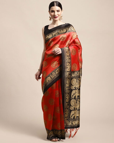 Buy Anni Designer Women's Mysore Silk Printed Saree Border Tassels With  Blouse Piece(WEDDING-ELEPHANT Colors_Free Size) - at Best Price Best Indian  Collection Saree - Gia Designer