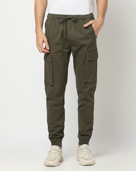 Buy Next Men Olive Green Solid Smart Slim Fit Formal Trousers - Trousers  for Men 6694237 | Myntra