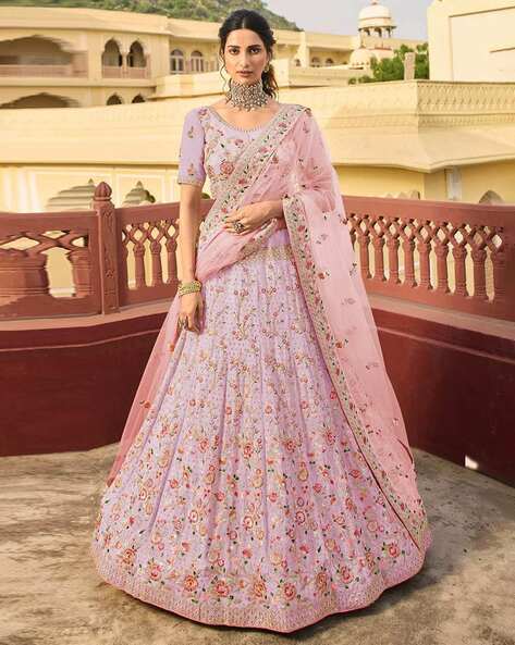 Peach Embroidered Engagement Lehenga Choli 2404LG02