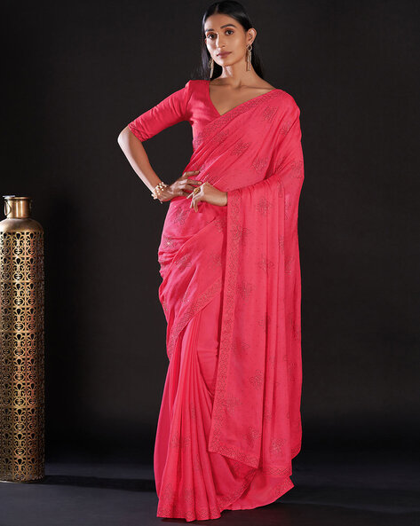 Shop Mul Dark Pink Saree - Handwoven Indian Ethnic Wear