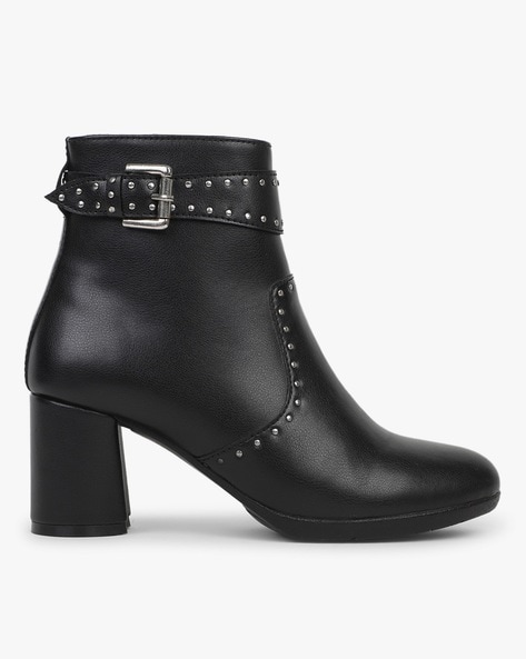 Buy Saint G Solid Black Multi Buckle Leather Boots Online