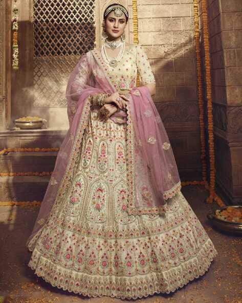 Buy Exclusive White Color Net Lehenga Choli With Dupatta, Indian Designer  Wedding Wear Cream Lehenga Choli, Embroidery Foil Work Lehenga Choli Online  in India - Etsy