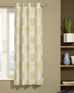 Leaf Print Eyelet Window Curtain-image-30