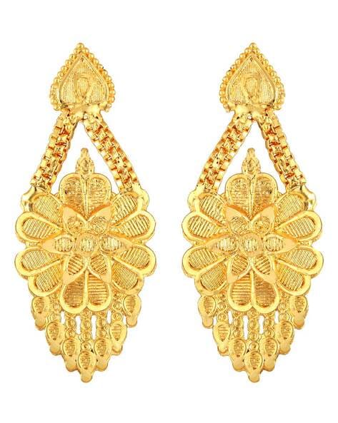 Buy CRUNCHY FASHION Gold Plated Long Floral Light Green Pearl & Stone  Chandbali Earrings Alloy Drops & Danglers () Online at Best Prices in India  - JioMart.