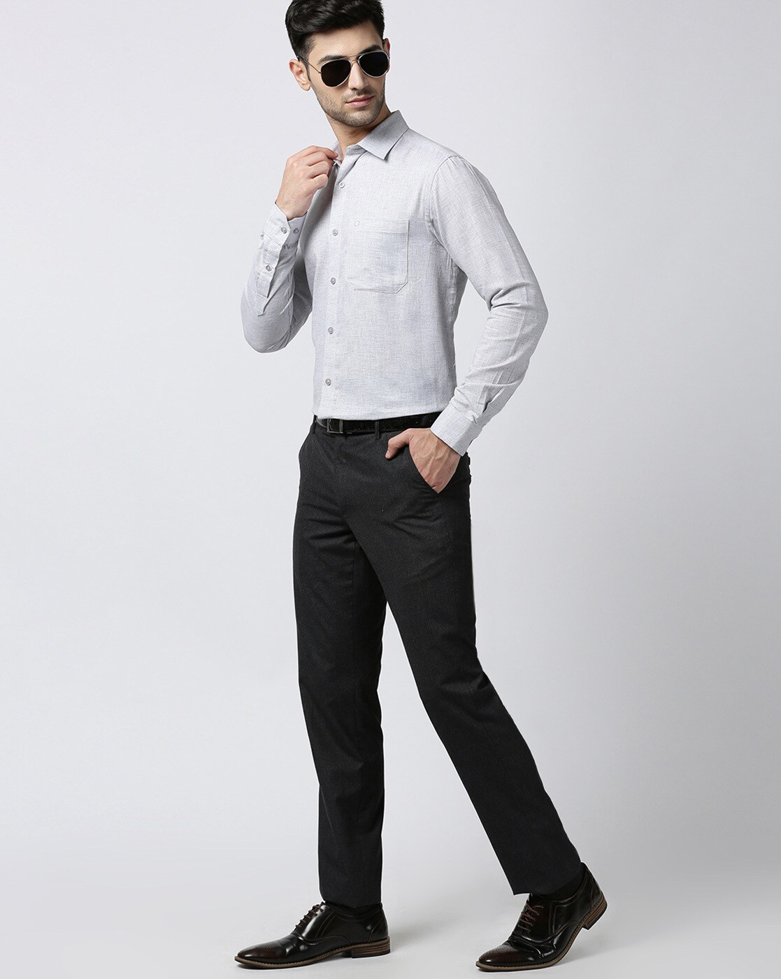 Clavelite Formal half Sleeves Shirt For Men Light Grey - laaviebox.com