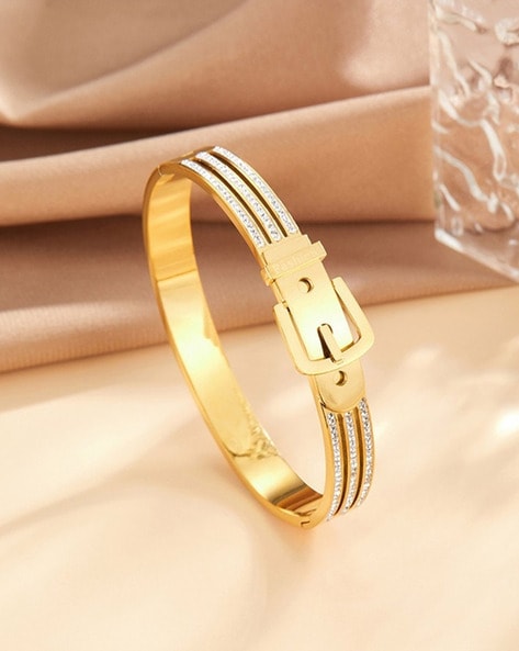 Rings With Diamond On Leather Belt Fancy Design Gold Plated Bracelet -  Style A583 – Soni Fashion®