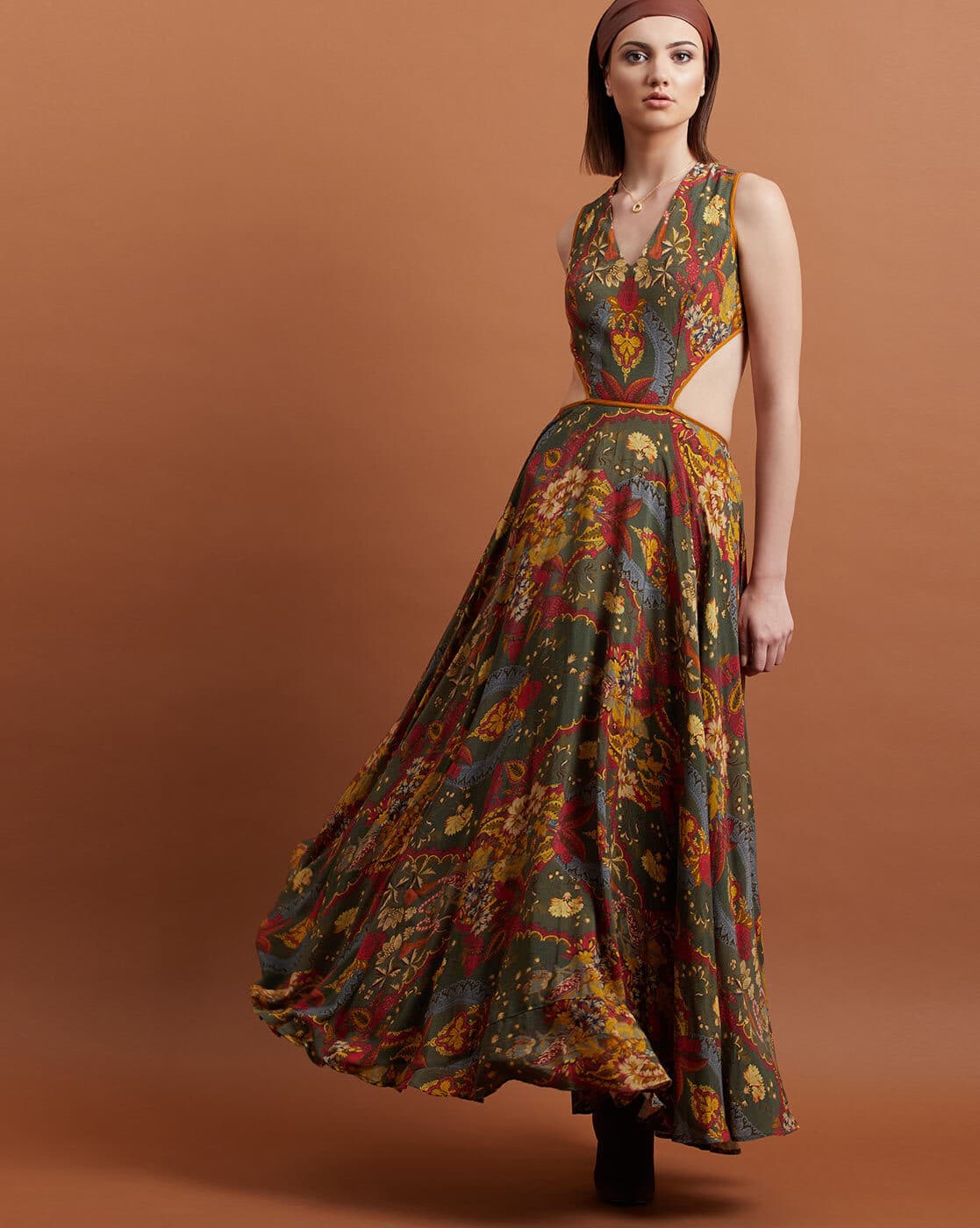 Nykaa Fashion Label Ritu Kumar Black Printed Maxi Dress RI Ritu Kumar Black  Floral Embroidered Dress