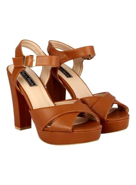 Buy Tan Heeled Sandals for Women by Flat n Heels Online
