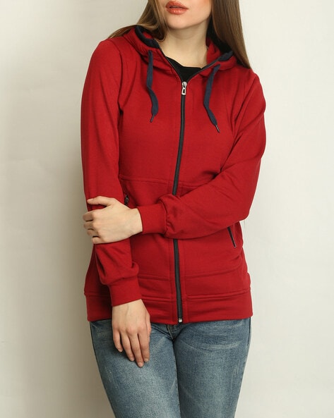 Zip-Front Hoodie with Pockets
